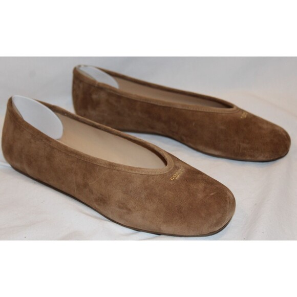 COACH WOMEN\'S HOUSTON SUEDE BALLET LOAFERS COCONUT BROWN NIB SZ 8.5